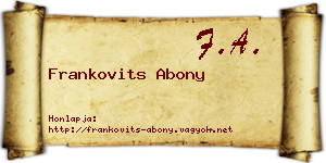 Frankovits Abony névjegykártya